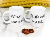 decorating mugs with Cricut