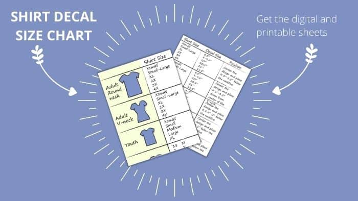 Vinyl Decal Size Chart για πουκάμισα